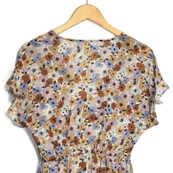 ASTR The Label Floral Dress Ruffled Tiered Mini Cottagecore Boho Blue Pink Small - Picture 10 of 16